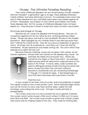 Viruses the Ultimate Parasites Reading Answer Key  Form