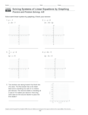 Lesson 8 1 Solving Systems of Linear Equations by Graphing Answer Key  Form