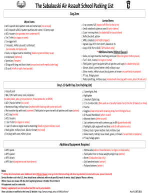 Air Assault Packing List  Form