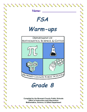 Grade 8 Fsa Warm Ups Answer Key  Form