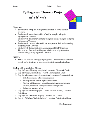 Pythagorean Theorem Project PDF  Form