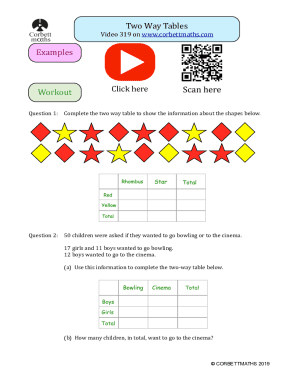 Two Way Frequency Table Worksheet  Form