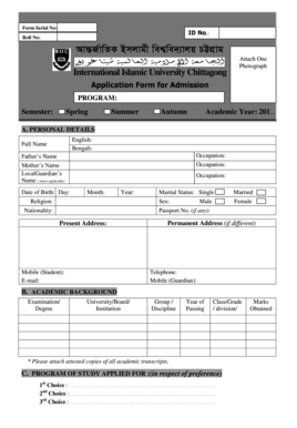 Iiuc Admission  Form