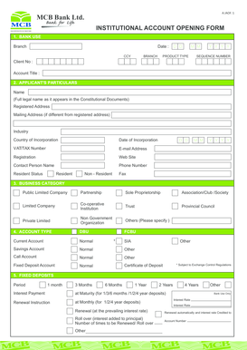 Mcb Account Opening Form Download