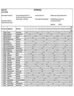 Form Xvi Muster Roll Excel Format Download