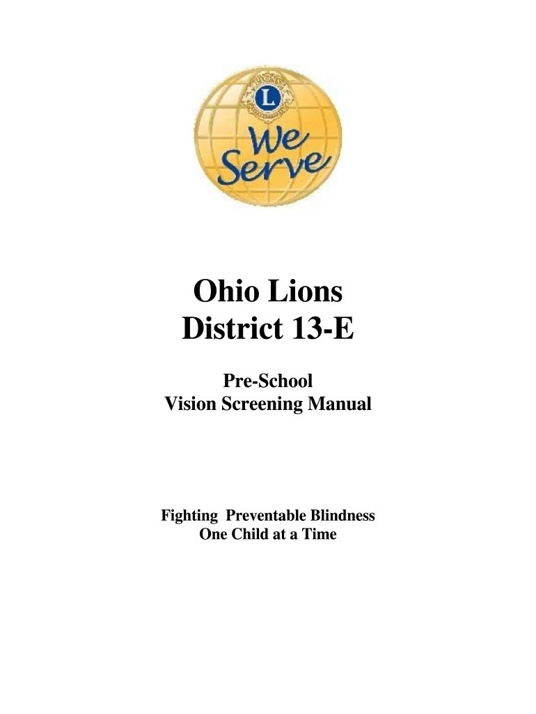 District 13E Vision Screening Manual  Lionsdist13e  Form