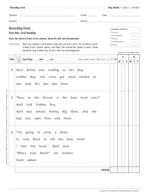 Dog Stories Running Record  Form