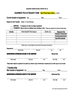 Item Pick Up Form Template