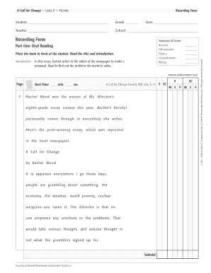 A Call for Change Level V  Form