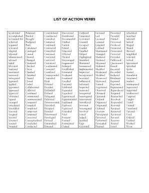 LIST of ACTION VERBS  Form