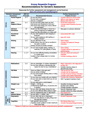 Emory Reynolds Big 10 Geriatric Assessment Tool  Form