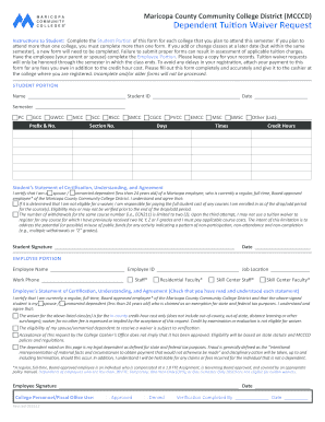 Mcccd Tuition Waiver  Form