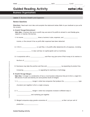 Guided Reading Activity Lesson 2 Business Growth and Expansion Answers  Form