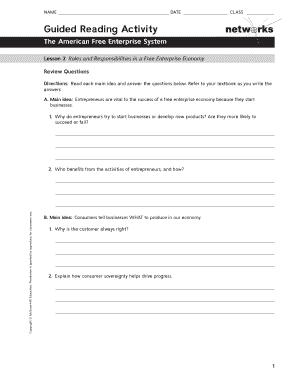 Guided Reading Activity 2 3 American Enterprise Answer Key  Form