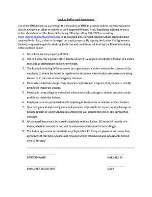 Employee Locker Policy Template  Form