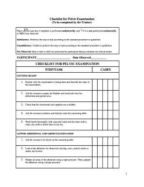 Pelvic Exam Checklist  Form