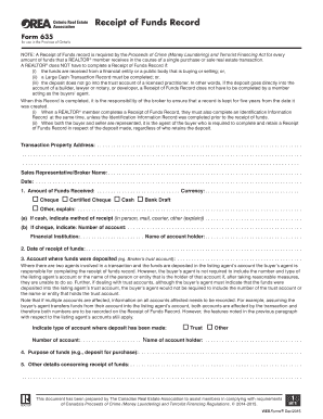 Receipt of Funds  Form