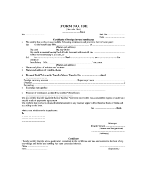 Form No 10h See Rule 29a