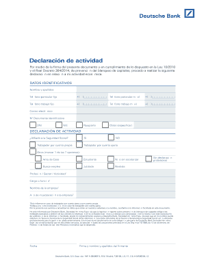 Declaracin De Actividad Deutsche Bank  Form