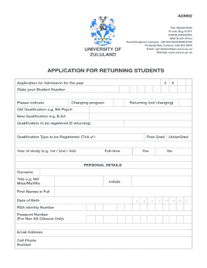 How to Fill Acceptance Offer Form from University of Zululand