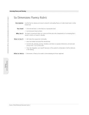 Fountas and Pinnell Fluency Rubric  Form