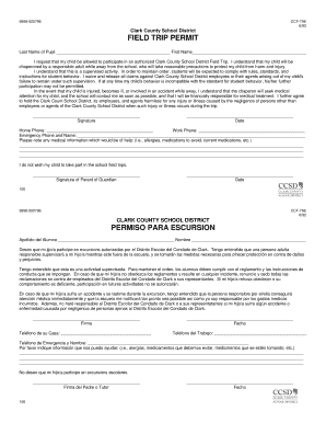 Clark County School District FIELD TRIP PERMIT  Form