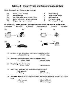 Energy Test  Form