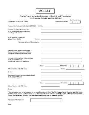 Scilet Library  Form