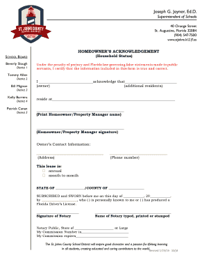 HOMEOWNERS ACKNOWLEDGEMENT Household Status  Form