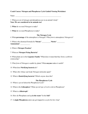 Phosphorus Cycle Worksheet PDF  Form