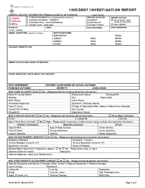 Incident Investigation Report  Form