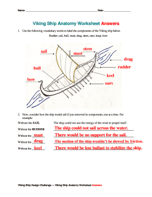 Viking Ship Anatomy Worksheet  Form