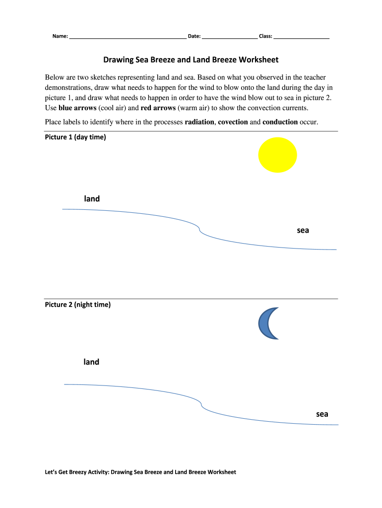 Sea Breeze and Land Breeze Worksheet  Form