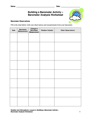 Barometer Worksheet  Form