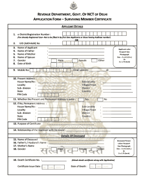 Survival Certificate Application Form