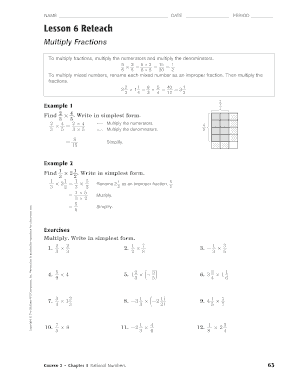 Lesson 6 Reteach Multiply Fractions Answer Key  Form