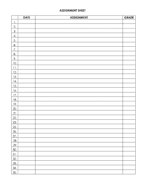 Assignment Sheet Template  Form