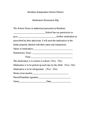 Medication Permission Form for Schools