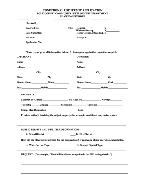CONDITIONAL USE PERMIT APPLICATION POLK COUNTY COMMUNITY  Form