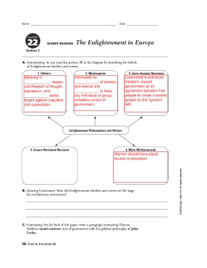 Chapter 22 Section 2 the Enlightenment in Europe Answer Key PDF  Form