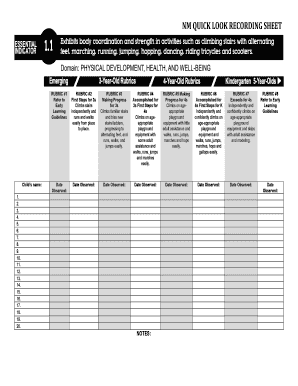 NM QUICK LOOK RECORDING SHEET Newmexicoprek  Form