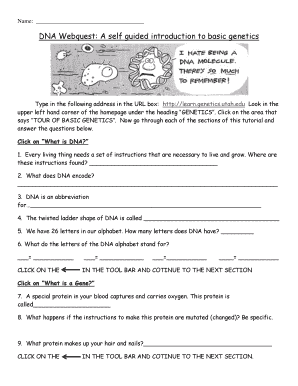 Dna Webquest Answer Key  Form