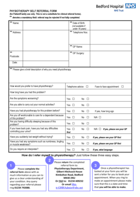 Bedford Hospital Physiotherapy Self Referral  Form