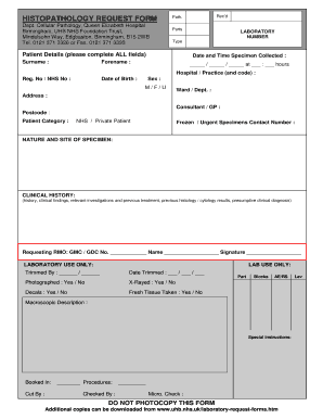 Histopathology Request Form PDF