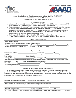 Aging Information Assistance Referral Consent Form Gnrc