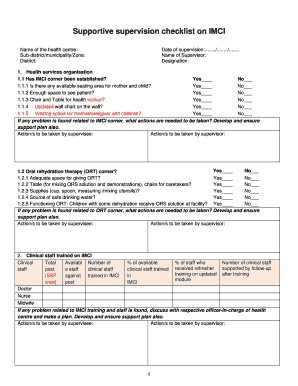 Supportive Supervision Checklist for IMCI Timor Leste Basics  Form