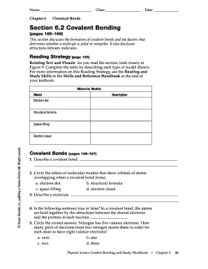 Section 6 2 Covalent Bonding Answer Key PDF  Form