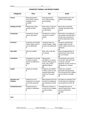 Lab Report Rubric  Form