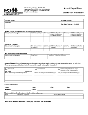 Wcb Annual Payroll Form