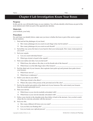 Chapter 4 Lab Investigation Know Your Bones  Form